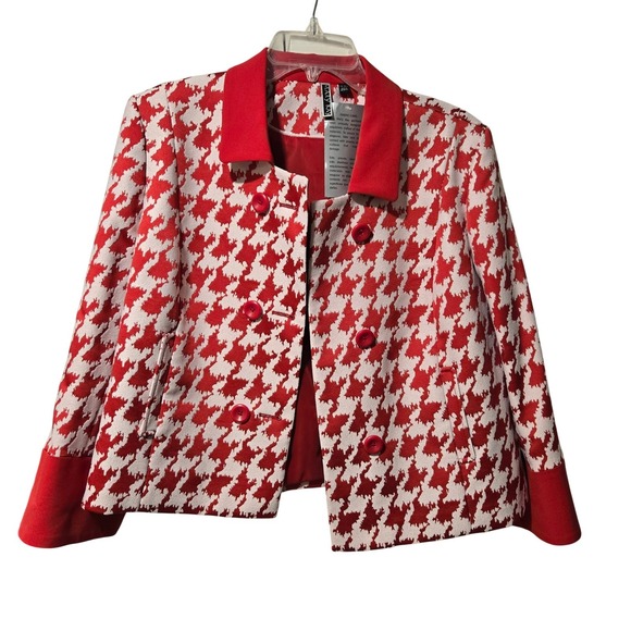 Mary Kay Jackets & Blazers - NWT Mary Kay Red White Houndstooth Blazer Jacket Pea Coat Style Jacket XL